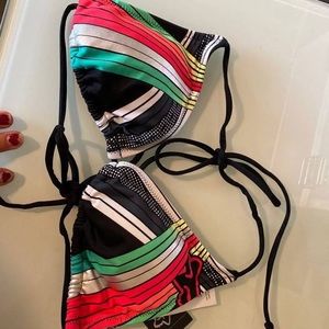 FOX Multicolor Racing/Athletic Bikini Top Piece